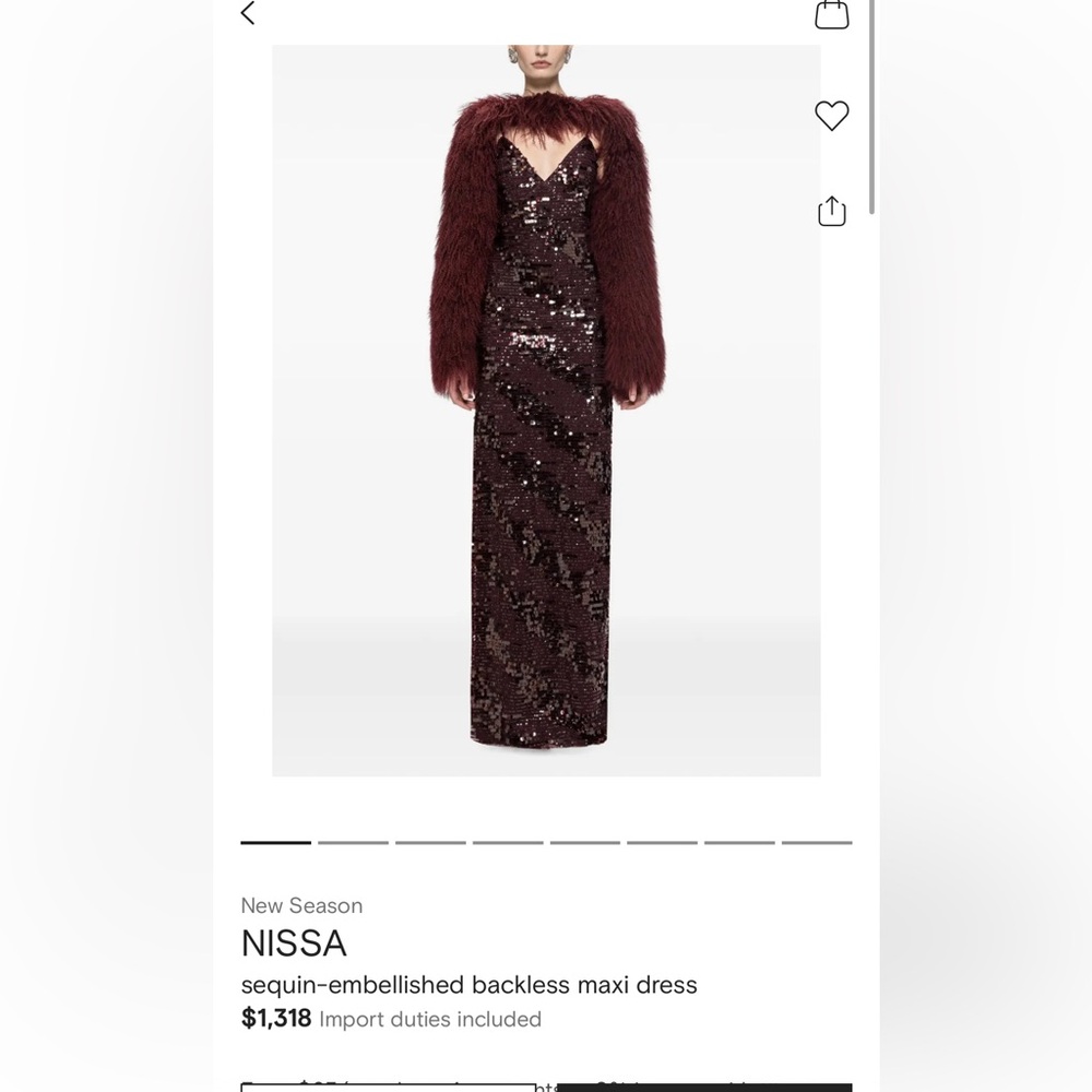 NISSA Sequin-Embellished Backless Maxi Dress – Size 36